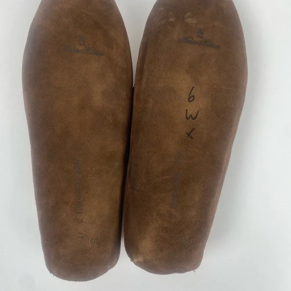 BROOKS BROTHERS Size 11 Men's Brown Leather Shearling LONE TREE Slipper - Picture 8 of 13